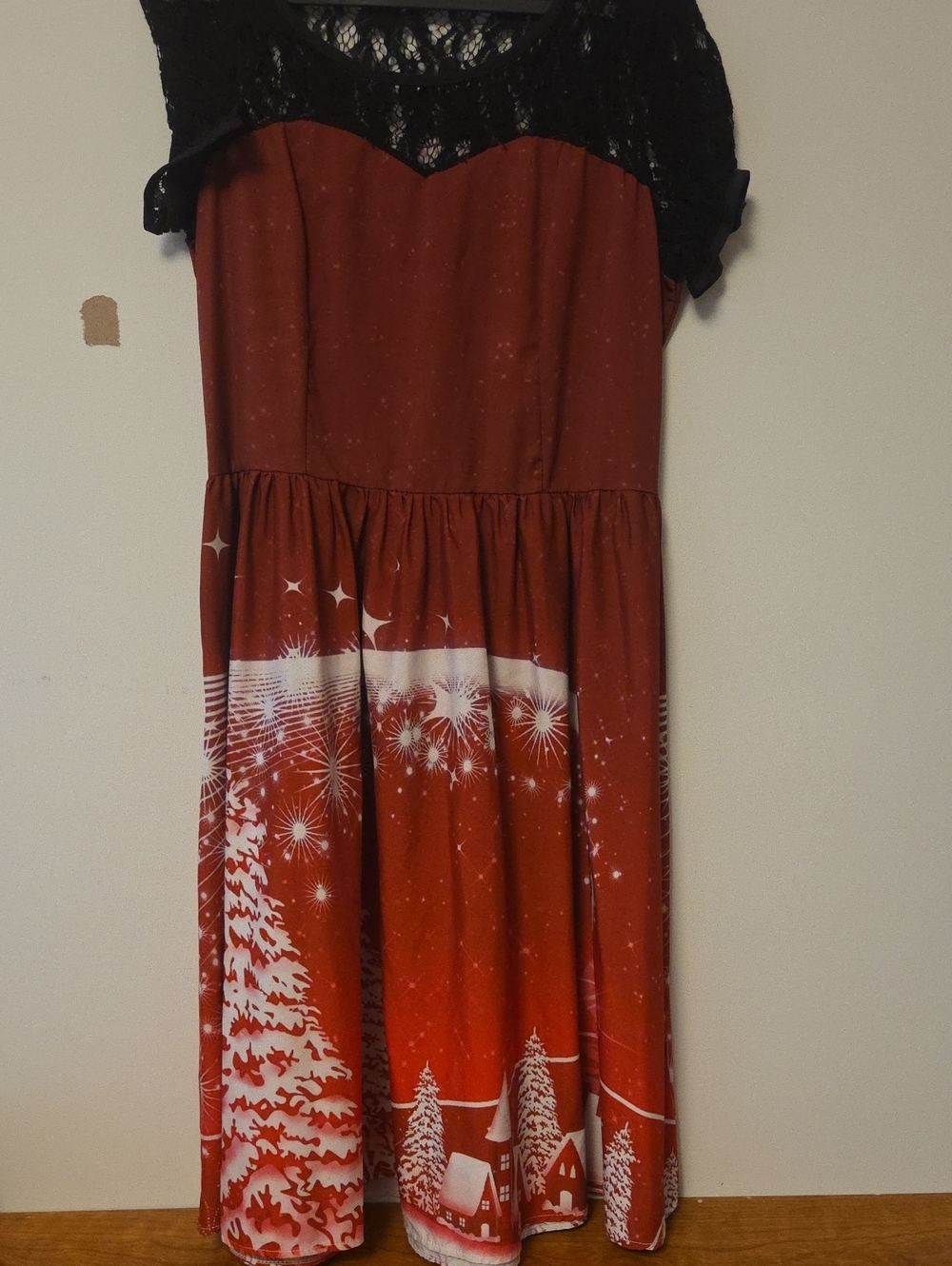 Red Christmas Print Dress